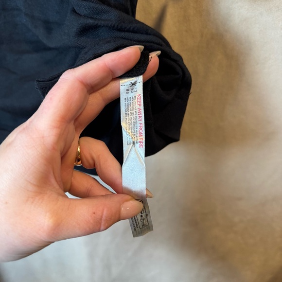 Free People Black Combo 3/4 Wide Sleeve Oversize Tee‎ Tunic NWT New - Picture 7 of 8